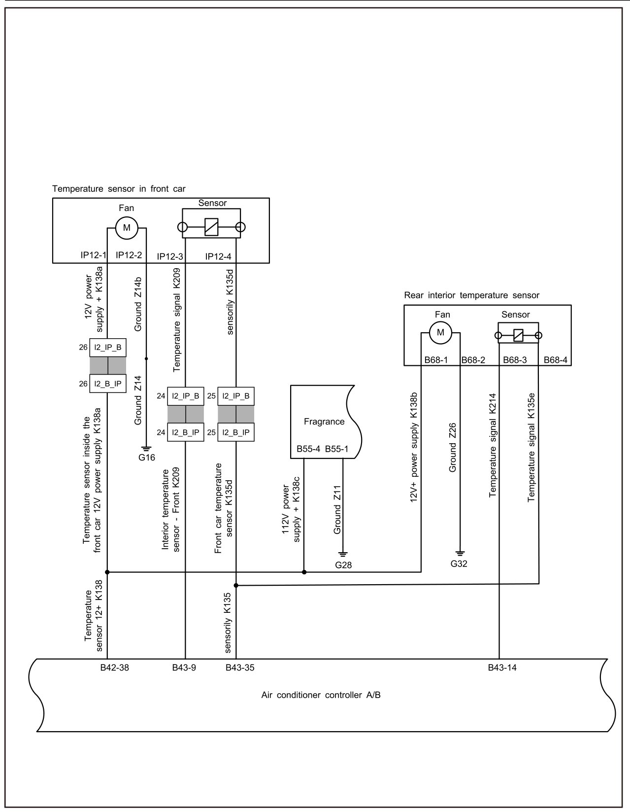 7.1.5.9 Rear Interior Temperature Sensor Fault — circuit diagram