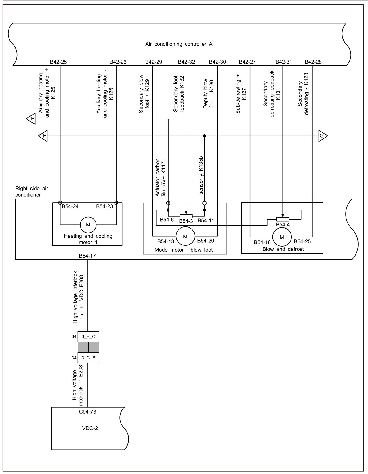 7.1.5.15 Right Air Conditioning Mode Damper Motor Fault — circuit diagram