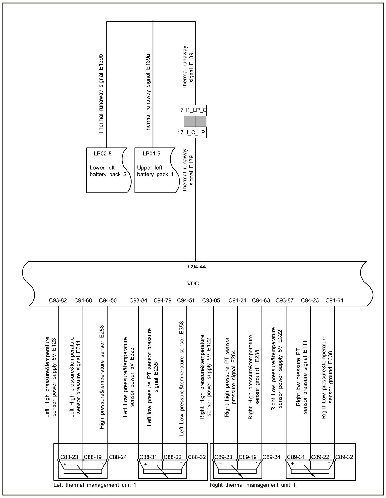 7.2.4.23 Left Low Pressure & Temperature Sensor Fault — circuit diagram