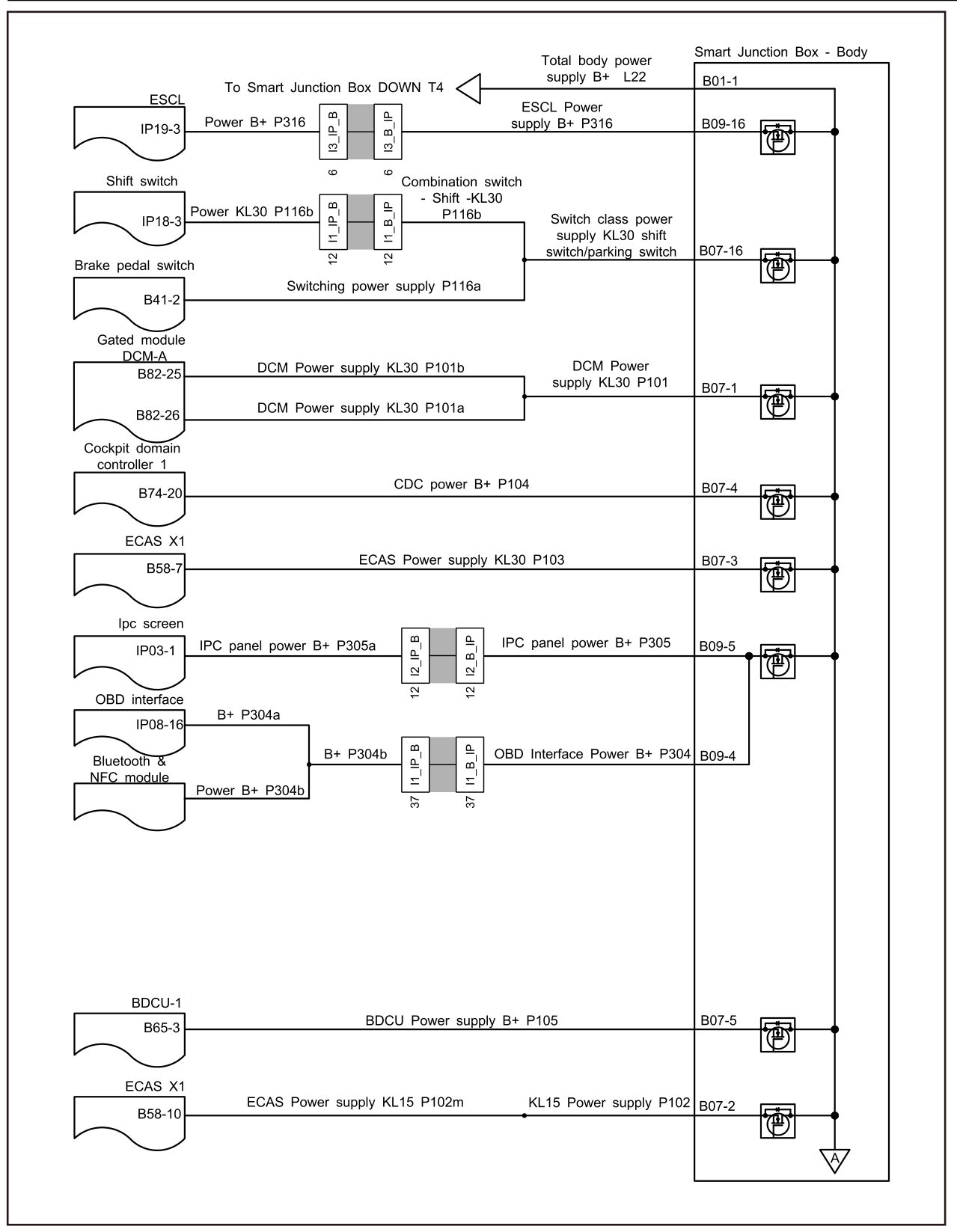 7.4.6.6 Smart Junction Box UP Power Failure — circuit diagram (1/2)