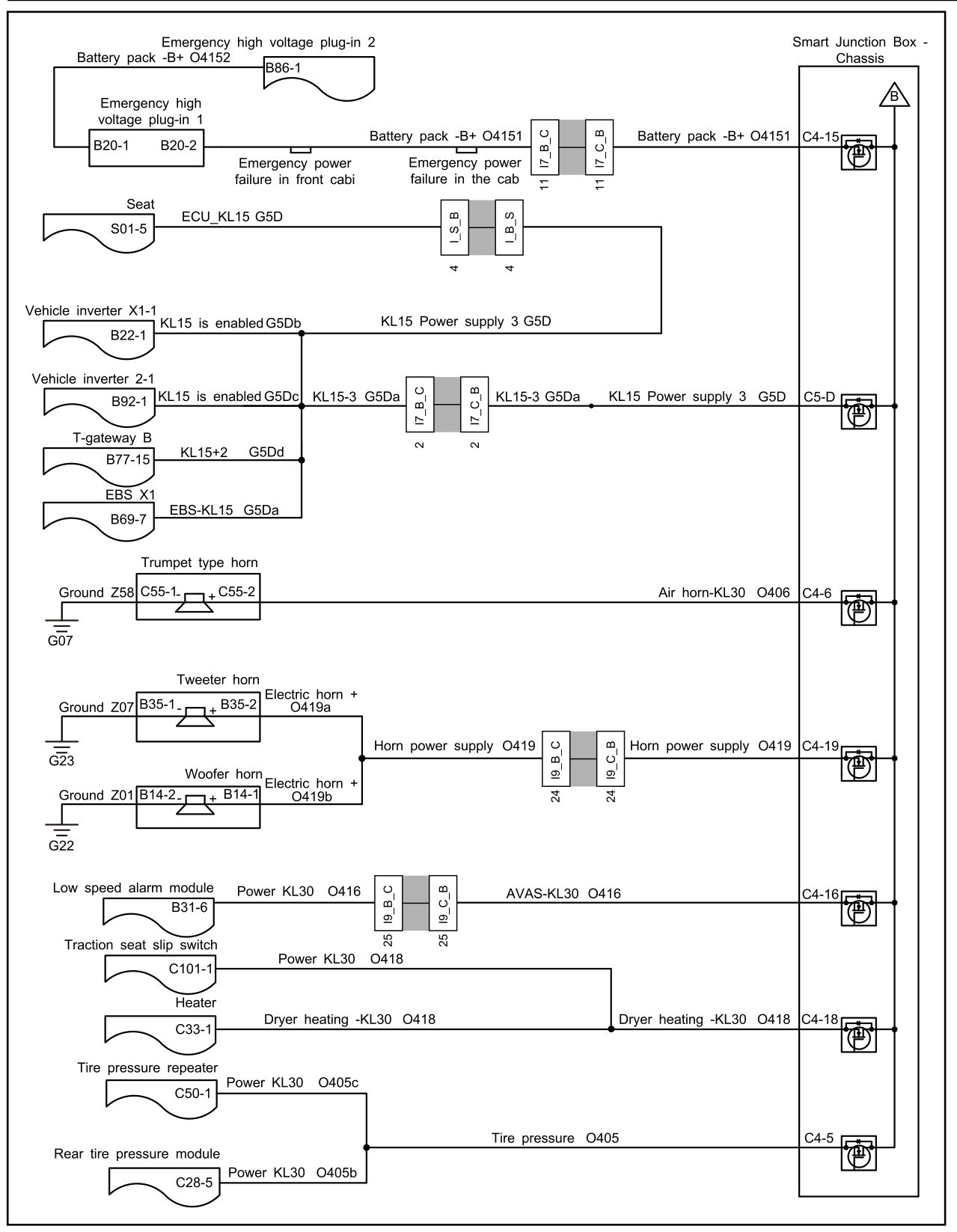 7.4.6.66 Electric Horn Power Supply Circuit Fault — circuit diagram