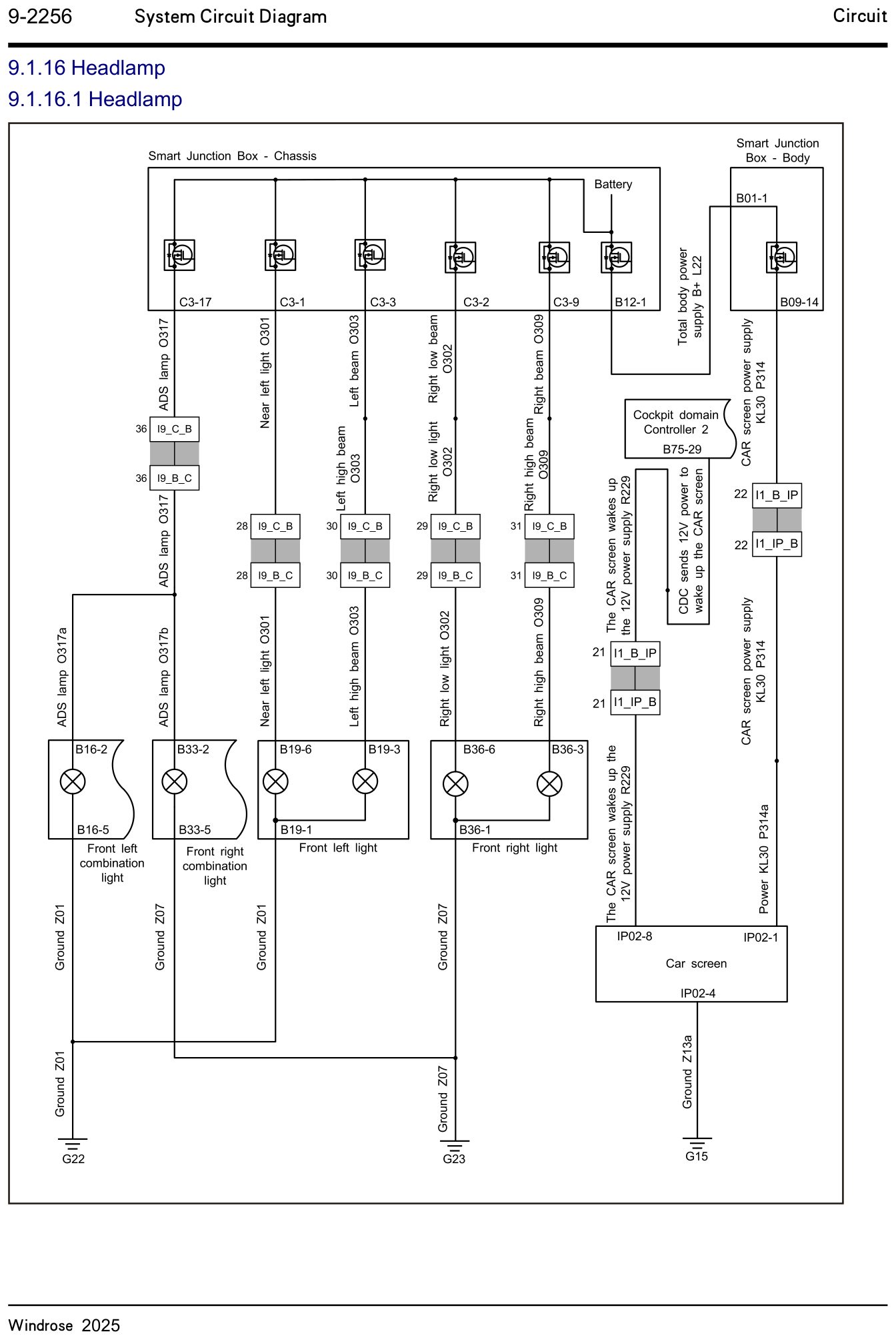 9.1.16.1 Headlamp — circuit diagram