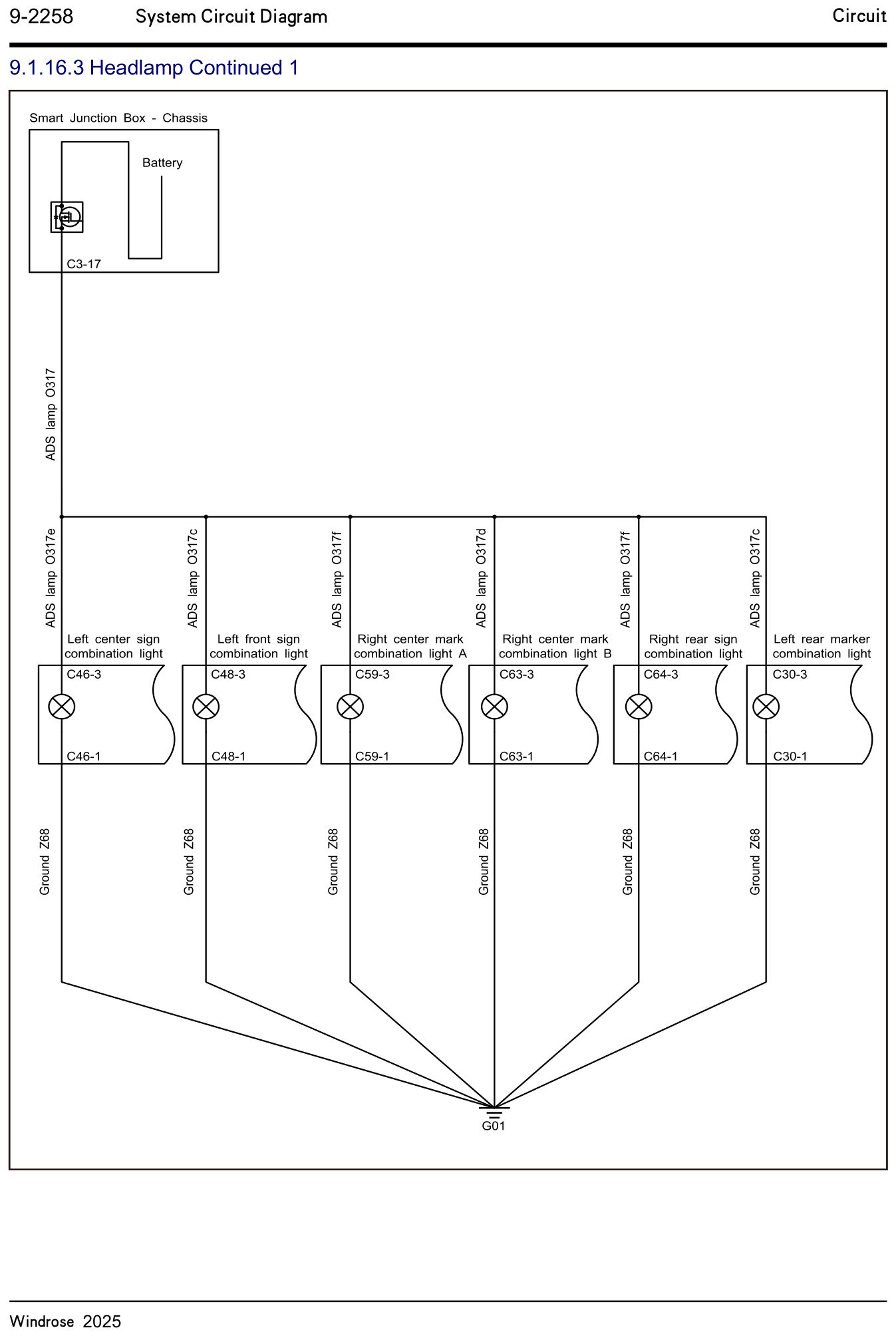 9.1.16.3 Headlamp Continued 1 — circuit diagram