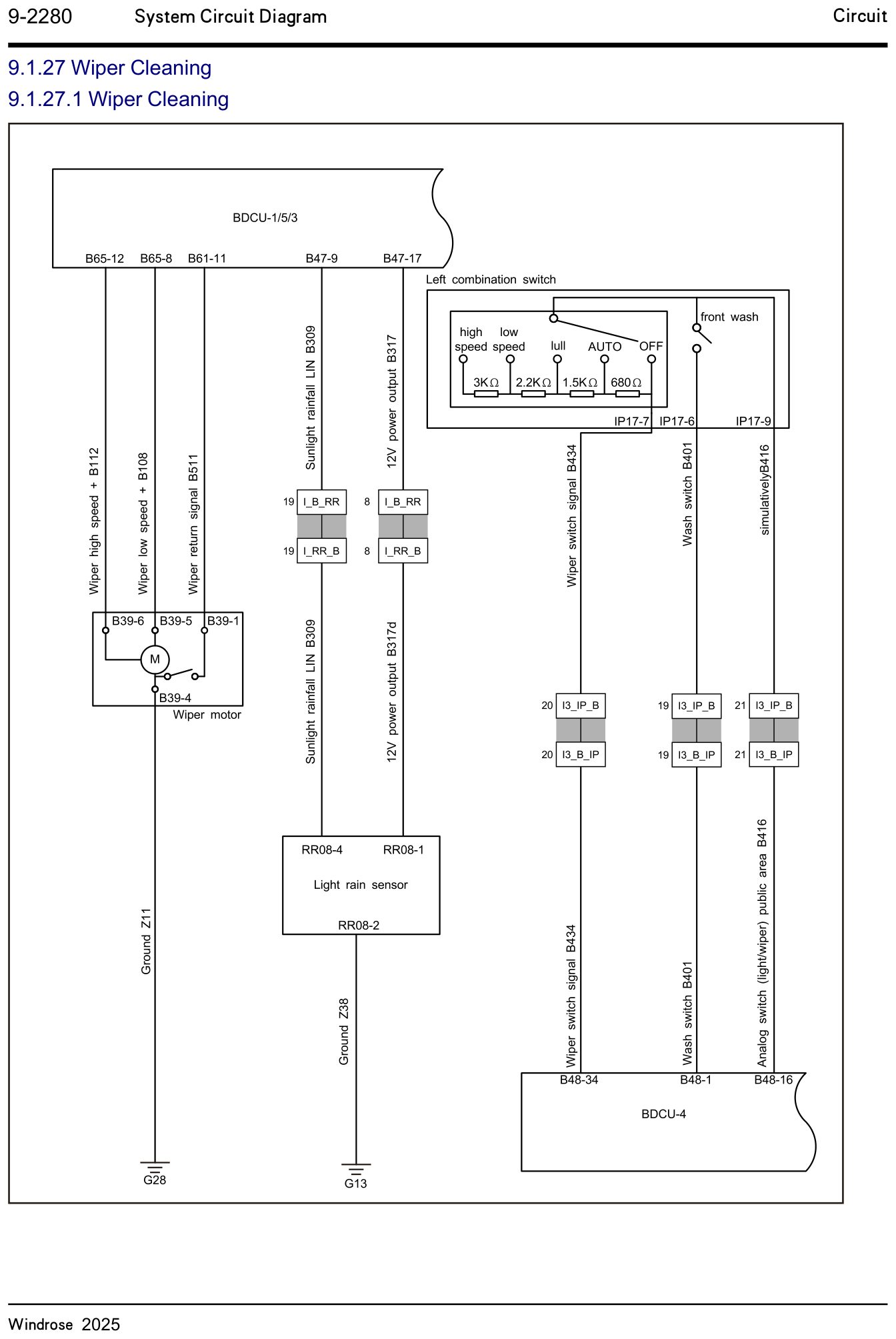 9.1.27.1 Wiper Cleaning — circuit diagram