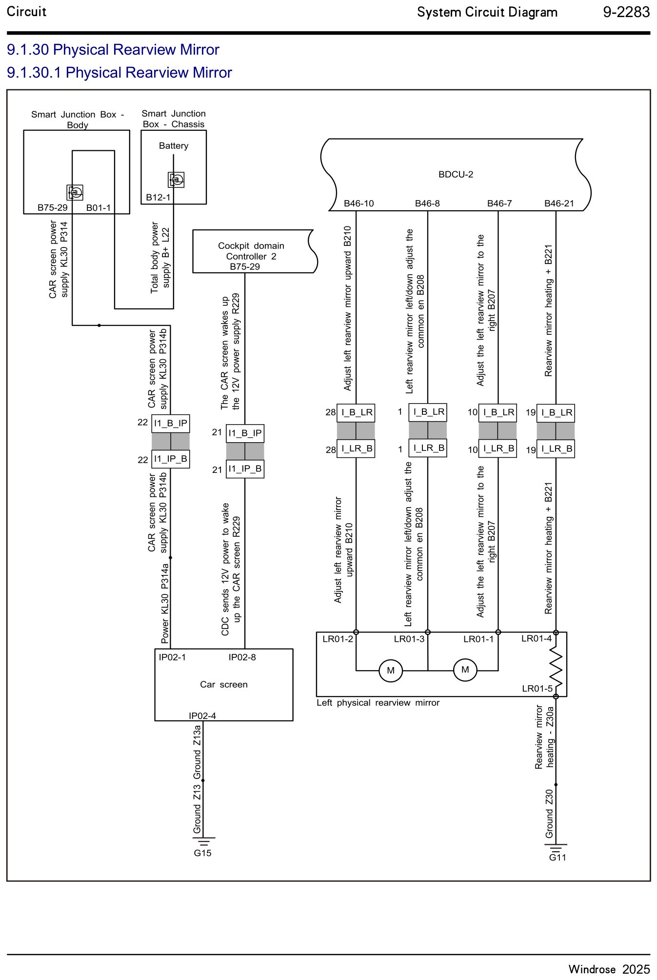 9.1.30.1 Physical Rearview Mirror — circuit diagram