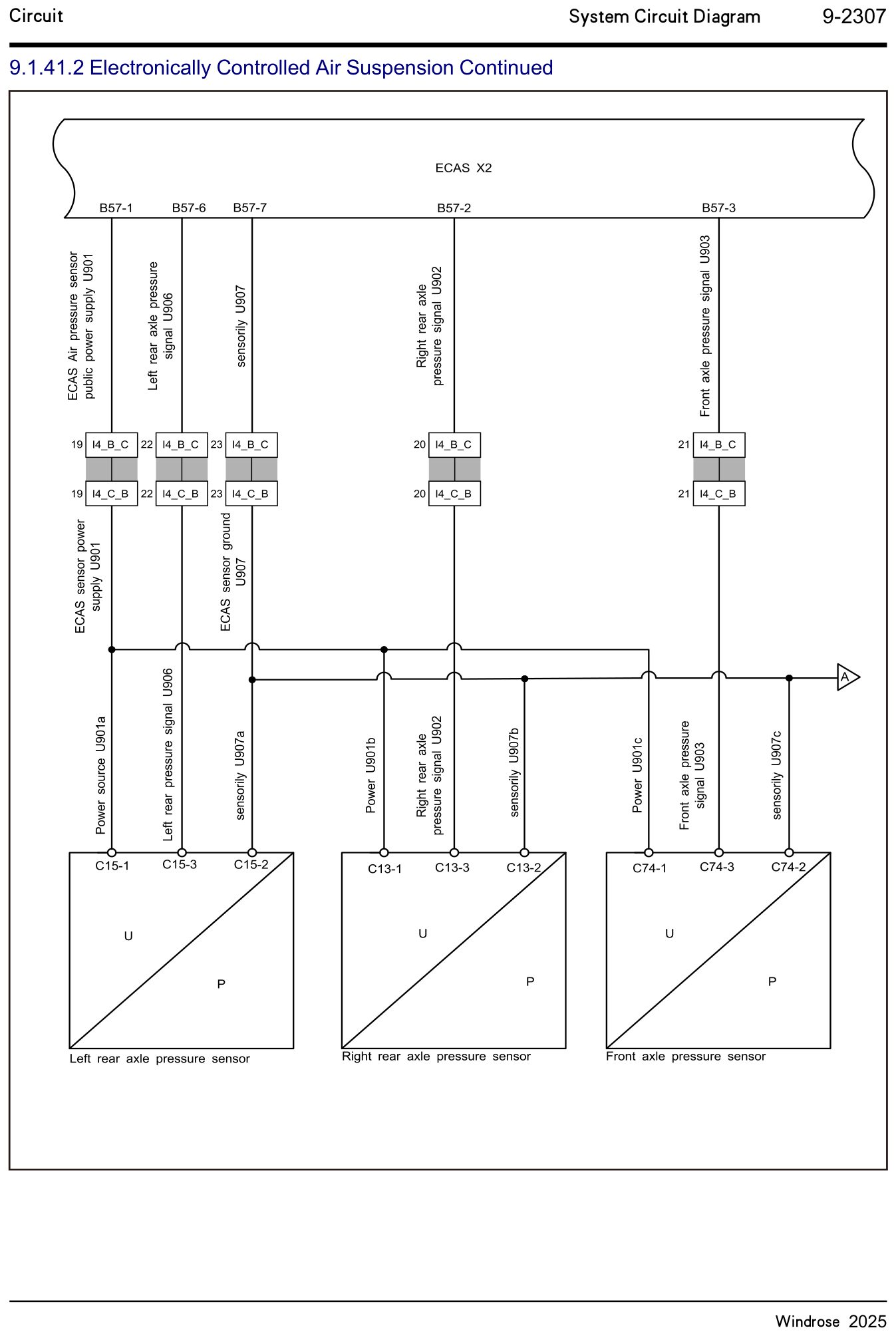 9.1.41.2 Electronically Controlled Air Suspension Continued — circuit diagram