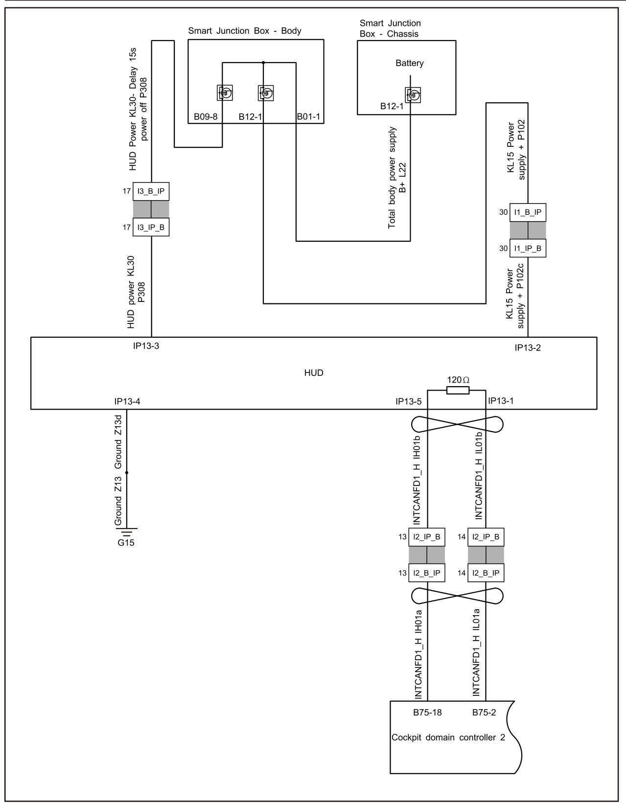 5.2.3.16 HUD Communication Fault — circuit diagram